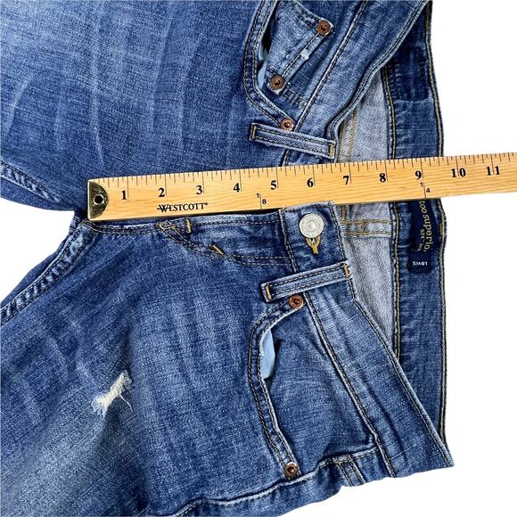 Levi's Too Superlow 524 Distressed Denim Blue Skinny Jeans Size 1 Medium - Picture 10 of 15